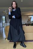 Paloma Bubble Hem Midi Skirt Black
